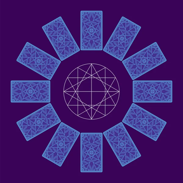Tarot kartları. Arka taraf. Zodyak daire sread