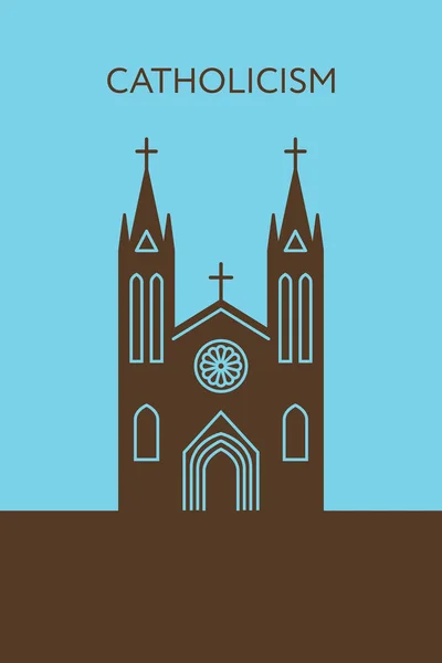 Католицький собор ікони. Християнство будівлі — стоковий вектор