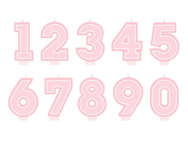 Set of birthday candles. Number shapes — Stock Vector