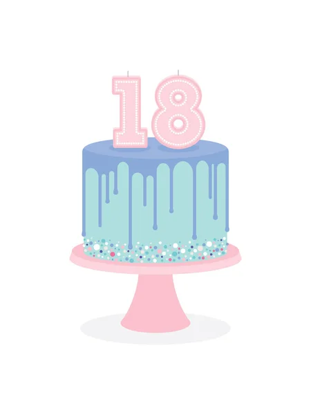 Doğum günü pastası sır ve sayı mum — Stok Vektör