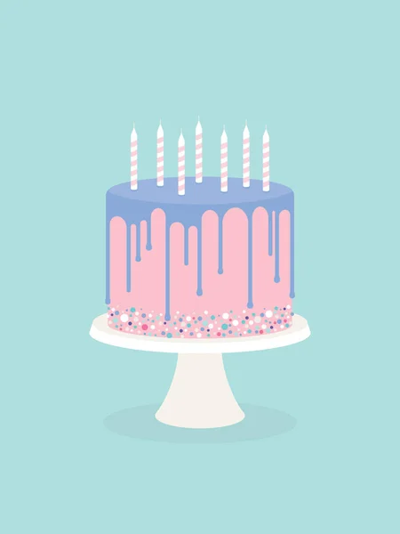 Birthday cake with glaze and candles — Stock Vector