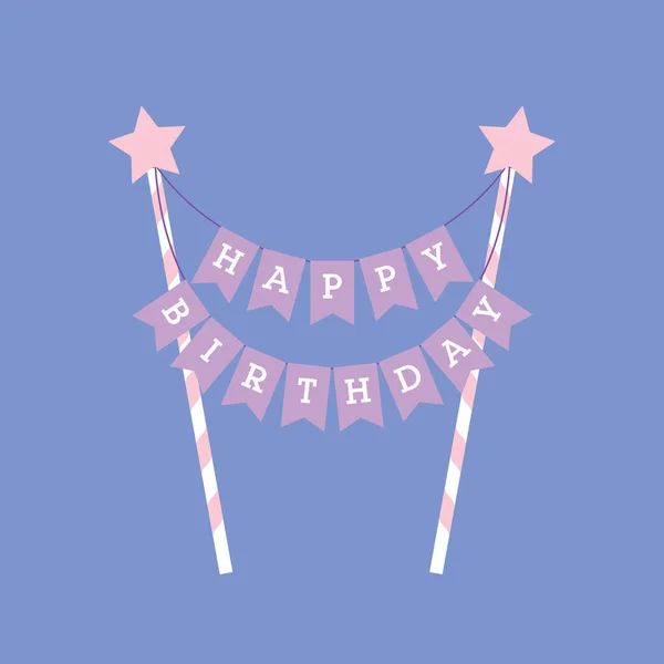 Feliz cumpleaños. Pastel topper — Vector de stock