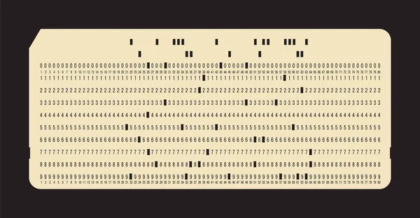 Punched card. Vintage computer data storage — Stock Vector