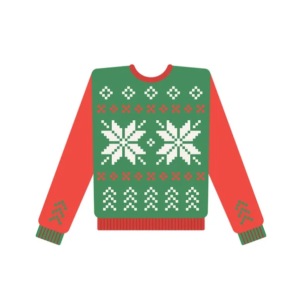 Ugly christmas sweater with deer pattern — Stock Vector