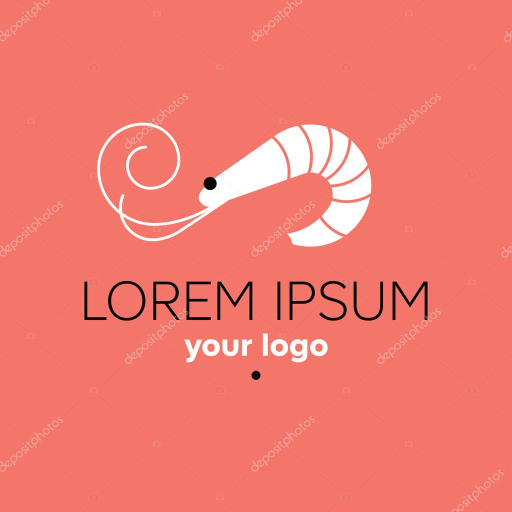 Shrimp logo template. Seafood restaurant sign. Prawn