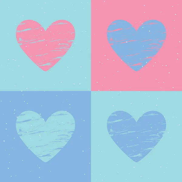 Grunge heart background. Valentines day pattern — Stock Vector