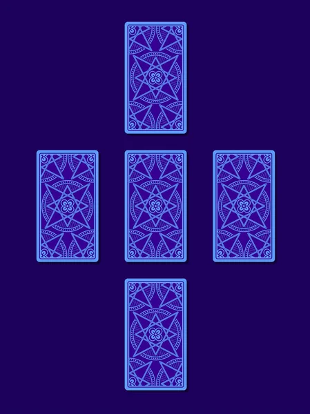 Simple propagación del tarot cruzado. Cartas del tarot en la parte trasera — Vector de stock