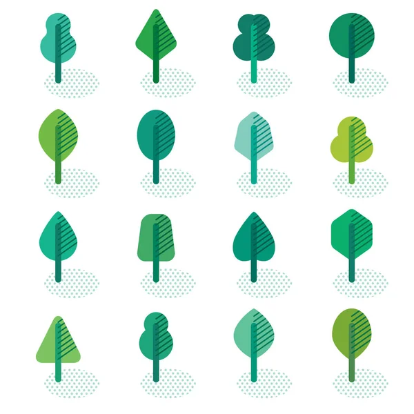 Set van verschillende soorten bomen geometrische pictogrammen — Stockvector