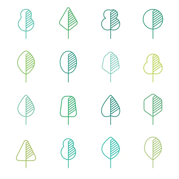 Set van verschillende soorten bomen geometrische pictogrammen — Stockvector