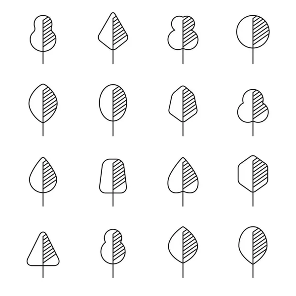 Set van verschillende soorten bomen geometrische pictogrammen — Stockvector