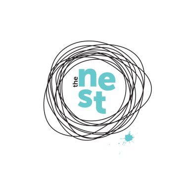 The nest creative logo. Doodling. Robin eggs clipart