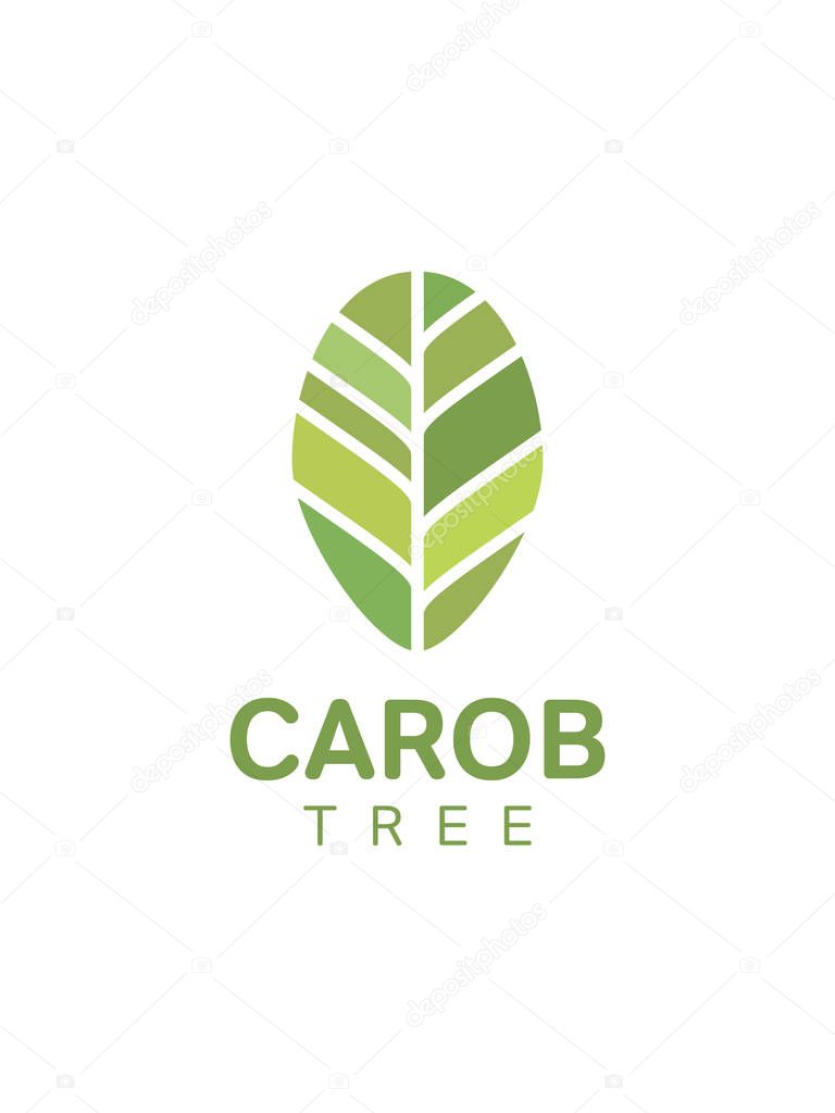 Carob tree leaf logo. Ecology, environment, organic concept