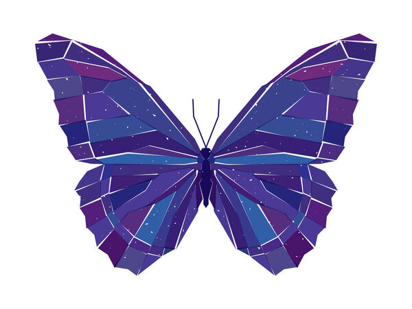 Геометрическая мозаичная бабочка. Векторная иллюстрация
