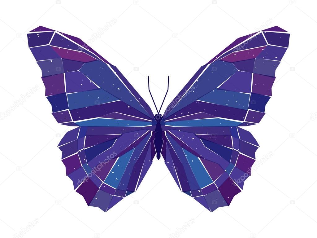 Geometric mosaic butterfly. Vector illustration
