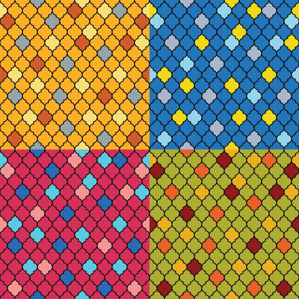 Conjunto de coloridos patrones marroquíes sin costura — Archivo Imágenes Vectoriales
