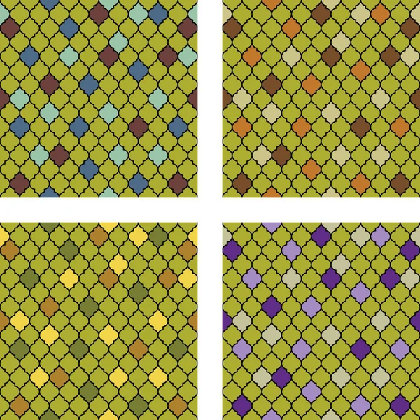 Conjunto de coloridos patrones marroquíes sin costura — Archivo Imágenes Vectoriales