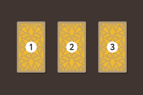 Drie tarot kaart verspreid. Keerzijde — Stockvector