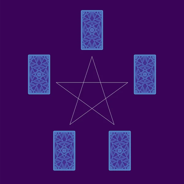 Tarot kartları pentagram ile yayıldı. Yan ters