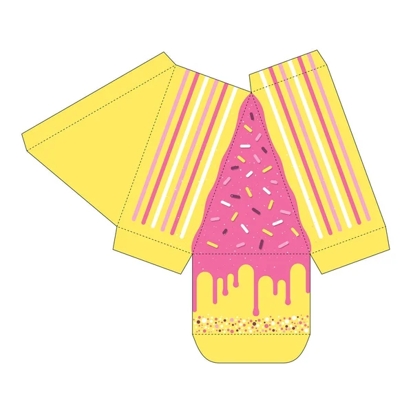 Modèle de découpage de boîte de tranche de gâteau. Boîte de faveur — Image vectorielle