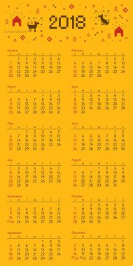 Çapraz dikiş köpek takvimi 2018. Pazar günü başlar