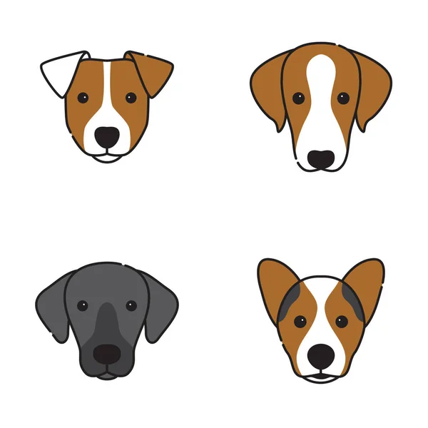 Набор логотипов собачьего лица. Разные породы — стоковый вектор