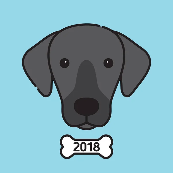 Het gezicht van de hond met been. Symbool van 2018 jaar — Stockvector