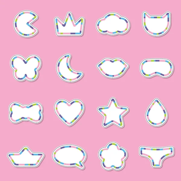 Cute funny girlish patches set — Stock Vector