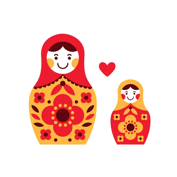 Bonecas russas Matrioska. Mãe e filha —  Vetores de Stock