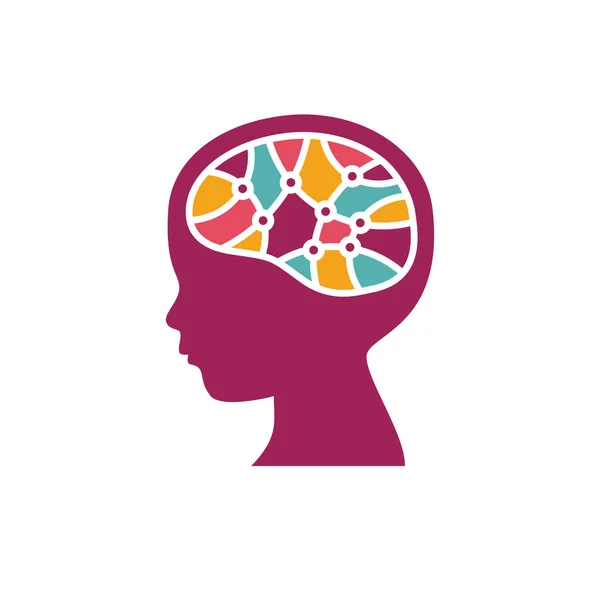 Child Brain Icon Brain Research Creativity Memory Concept — Stock Vector