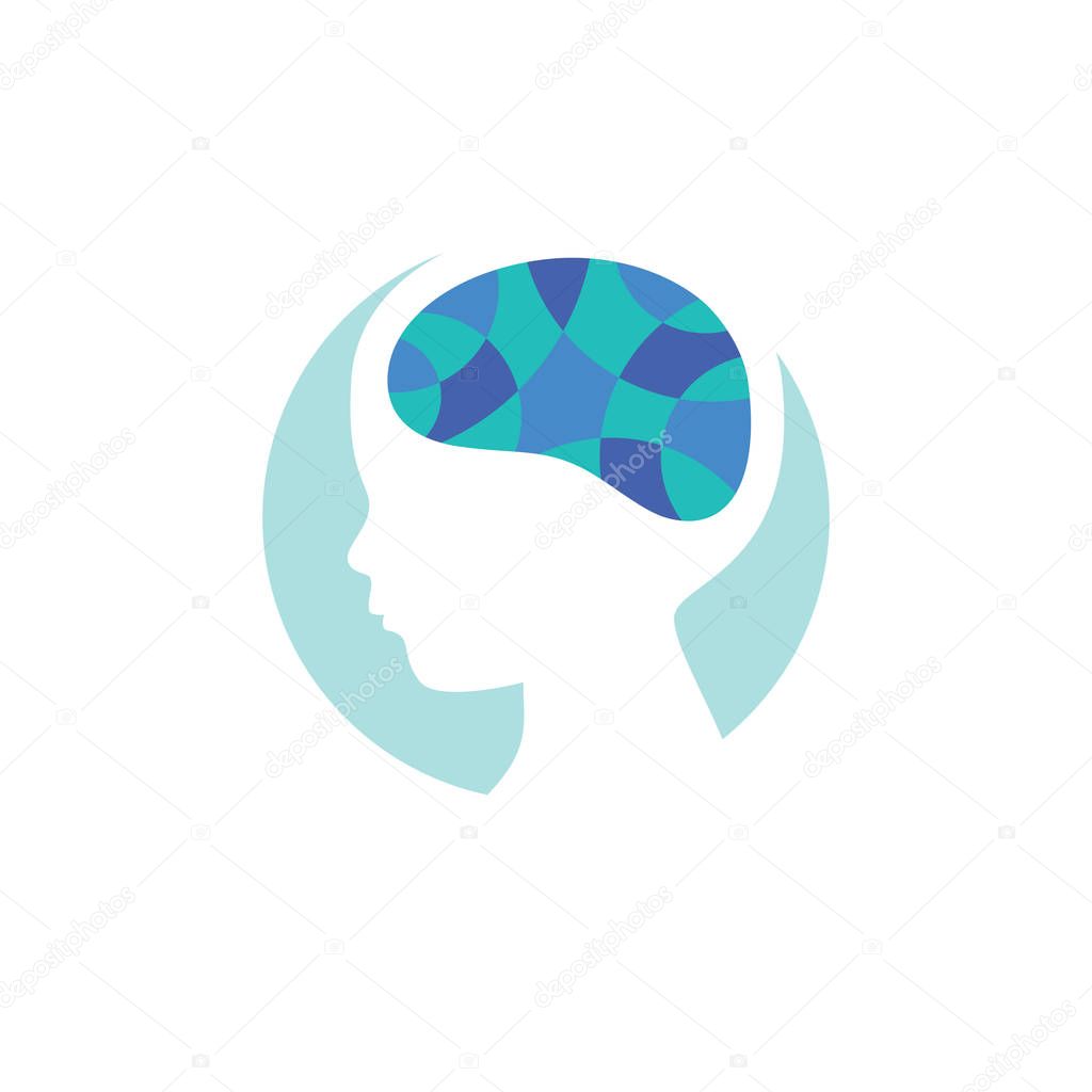 Child brain icon. Brain research, creativity and memory concept