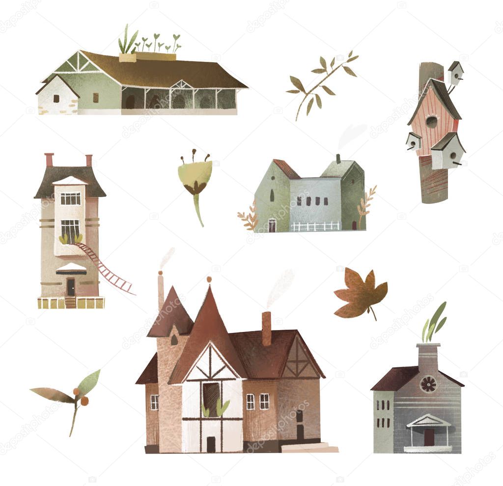 Houses set  illustrations  1
