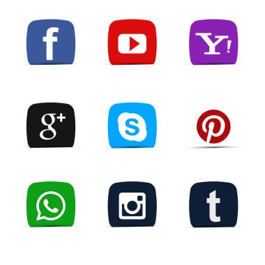 Sosyal Medya Icon Set beyaz arka plan üzerinde