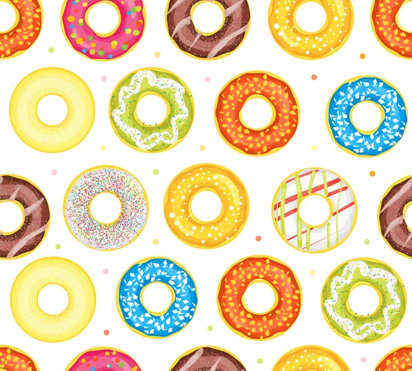 Donut Set Padrão de fundo. Vetor —  Vetores de Stock