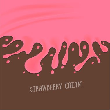 Çilekli krem arka plan erimiş. Vektör