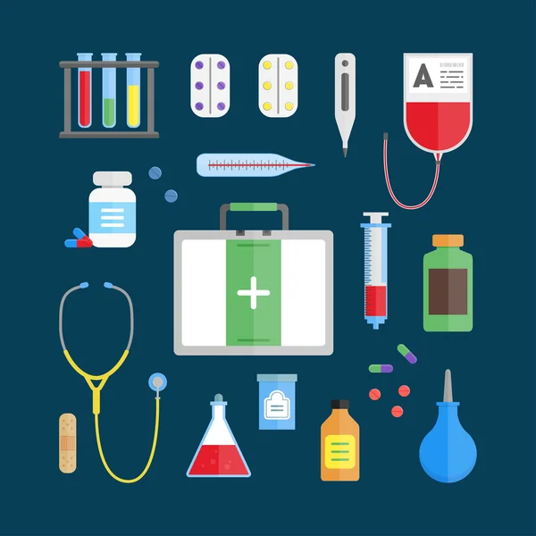 Conjunto de iconos de equipos médicos de salud. Vector — Archivo Imágenes Vectoriales