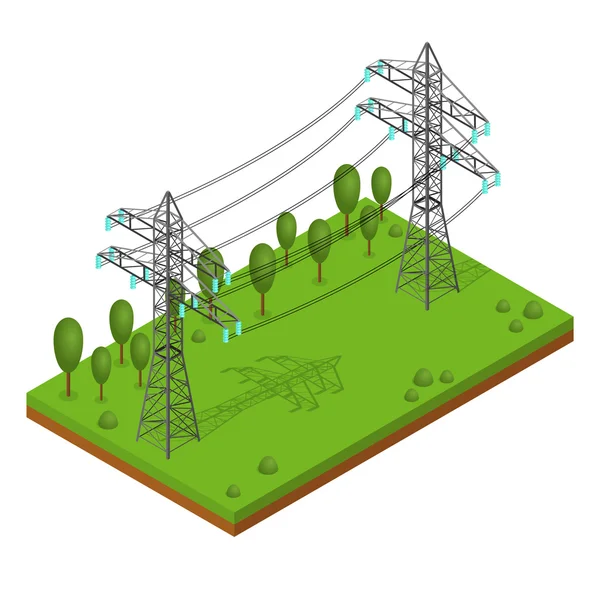 Torres de líneas de energía. Vector de — Archivo Imágenes Vectoriales