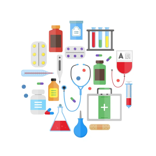 Medische gezondheidszorg apparatuur ronde ontwerp sjabloon pictogram. Vector — Stockvector