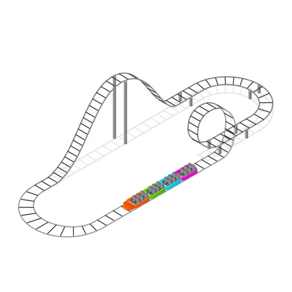 Roller Coaster Attraction Vista isometrica. Vettore — Vettoriale Stock
