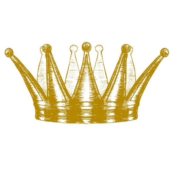 Gold Crown Hand Draw Sketch. Vector — Stock Vector