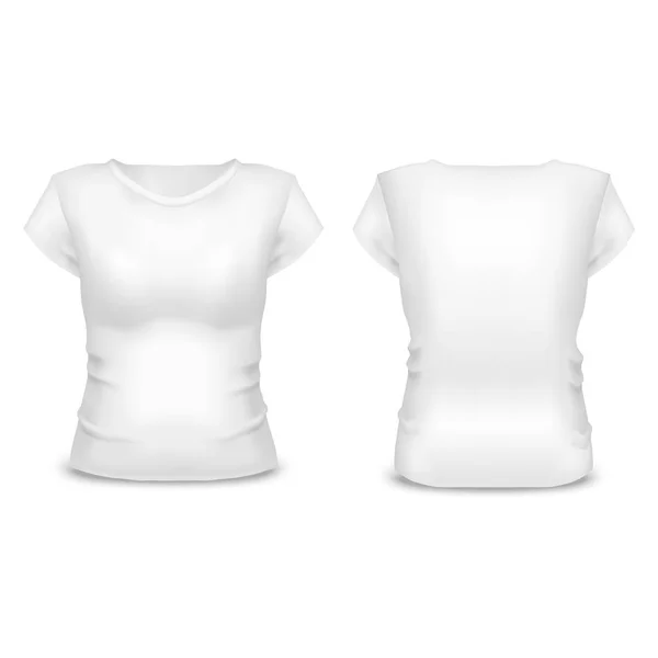 Camiseta Realista Plantilla Blanca en Blanco. Vector — Vector de stock