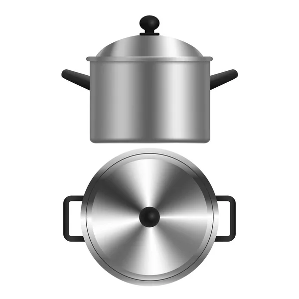 Realistic Metal Pot or Casserole. Vector — Stock Vector