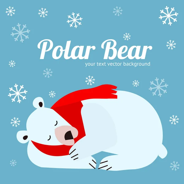 Caricatura lindo oso polar animal Banner Card. Vector — Archivo Imágenes Vectoriales