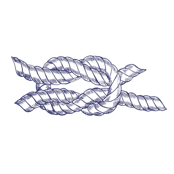 Sea Knot Rope Hand Draw Sketch. Vektor - Stok Vektor