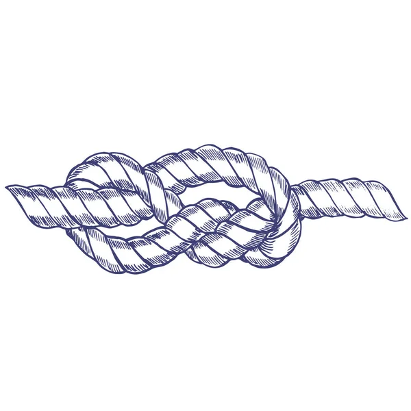 Moře Knot lana rukou remíza skica. Vektor — Stockový vektor