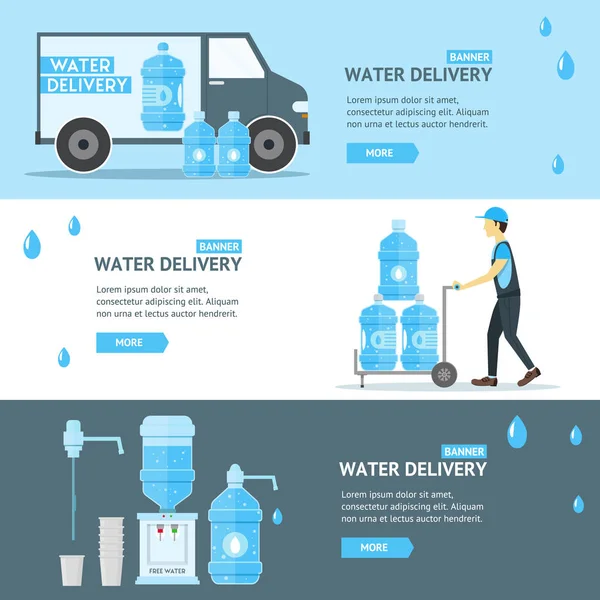 Water leveringsservice Banner Flat. Vector — Stockvector