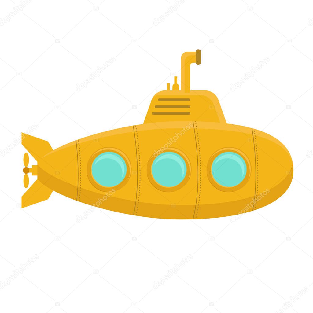 Yellow Submarine with Periscope. Vector