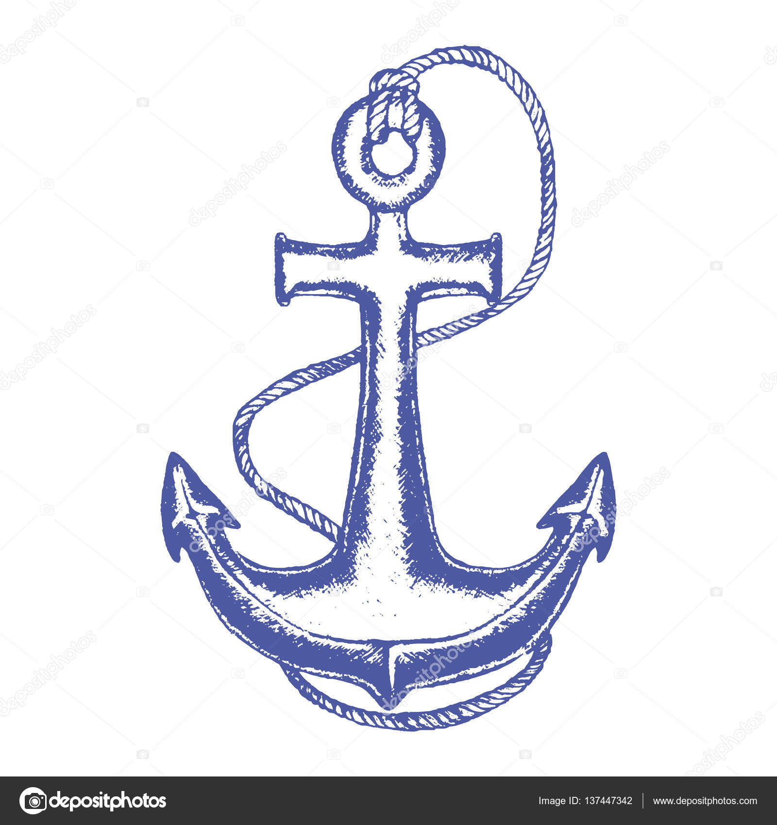 Ship anchor with rope clipart set. Digital images or vector graphics for  commercial and personal use.
