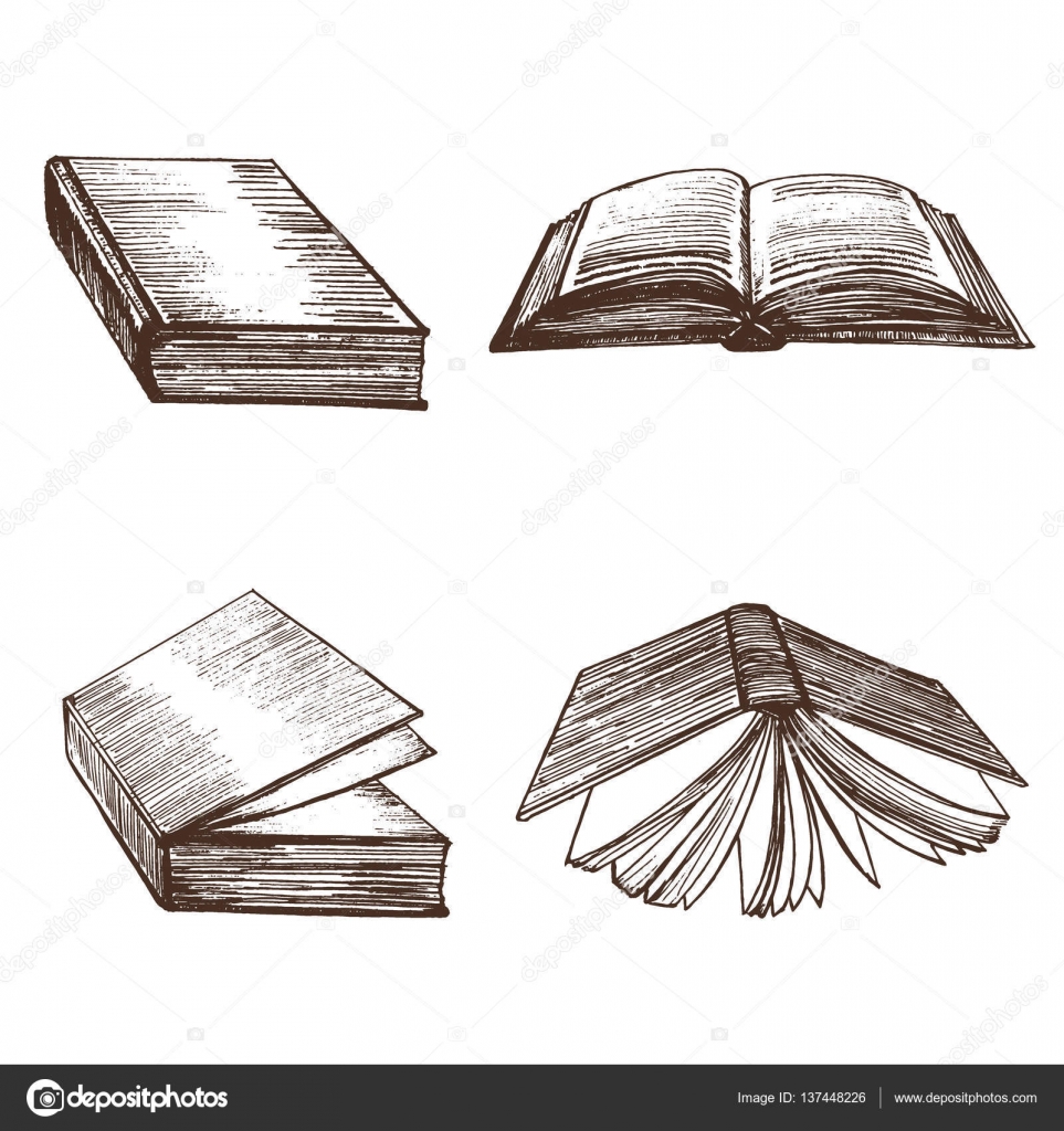 Open book hand draw stock vector. Illustration of information
