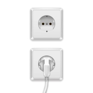 Gerçekçi beyaz Tak ve soket. Vektör