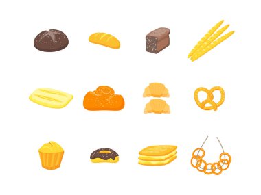 Çizgi film renk ekmek kümesi. Vektör